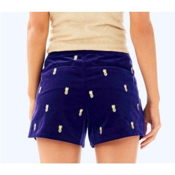 Lilly Pulitzer Adie Shorts – Navy Velvet w/ Gold Pineapples – Sz 00 - Picture 2 of 11